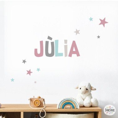 Vinyls with name - Gray pink combination - Personalized children's vinyls