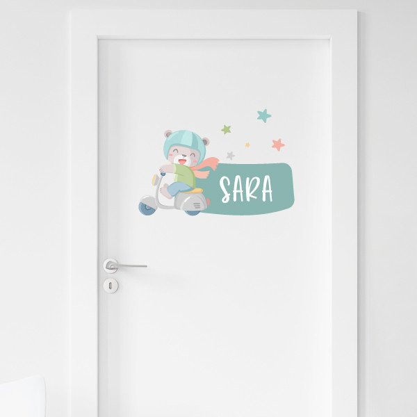 Personalized children's decoration - Sticker Vespa with bear