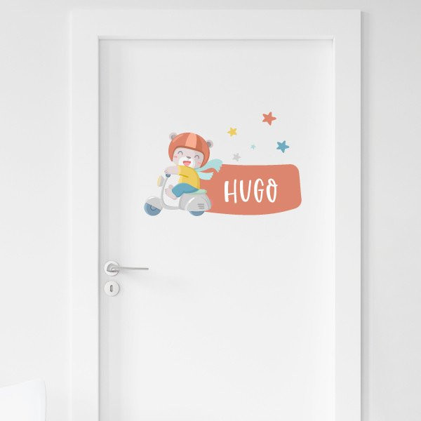 Personalized children's decoration - Sticker Vespa with bear