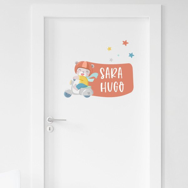 Personalized children's decoration - Sticker Vespa with bear