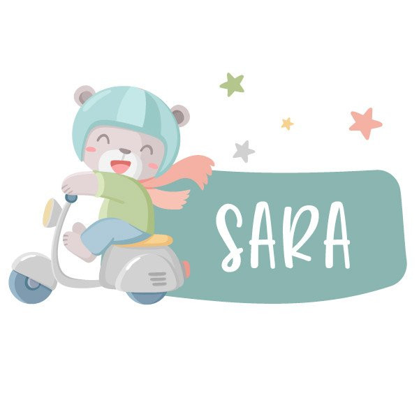 Personalized children's decoration - Sticker Vespa with bear