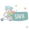 Décoration enfant personnalisée - Sticker Vespa avec ours