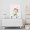 Children's decorative print. Vespa with teddy bear. Ideas for decorating kids' rooms