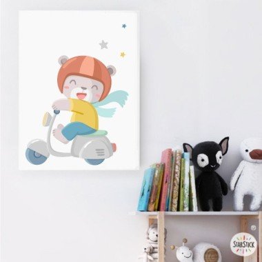 Peinture pour enfants - Vespa avec ours
