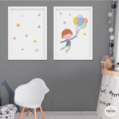 2 customizable children's paintings - Boy with balloons
