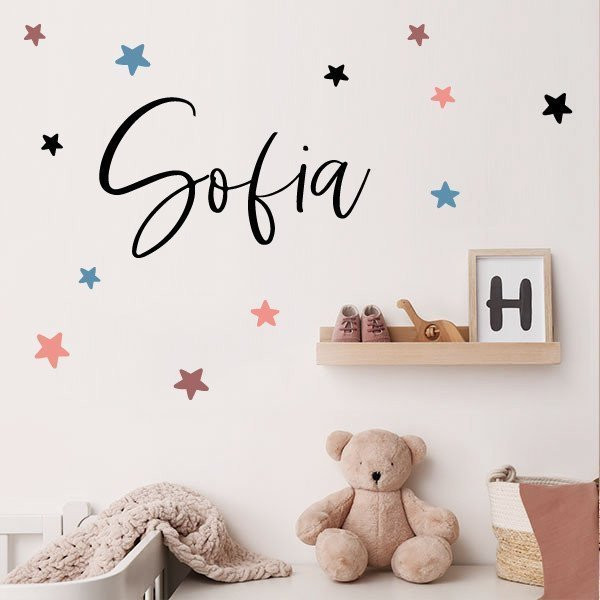 Vinils decoratius personalitzats - Nom elegant amb estrelles