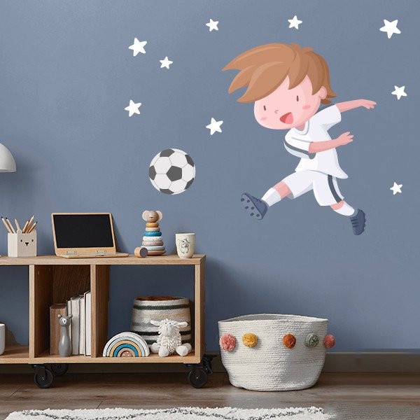Vinilo infantil jugador de fútbol Madrid | Pegatina decorativa pared