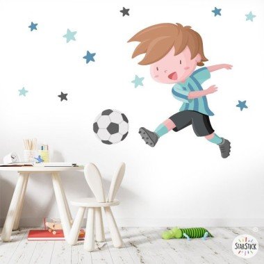 ¡Elige color! Niño jugador de fútbol - Vinilos infantiles