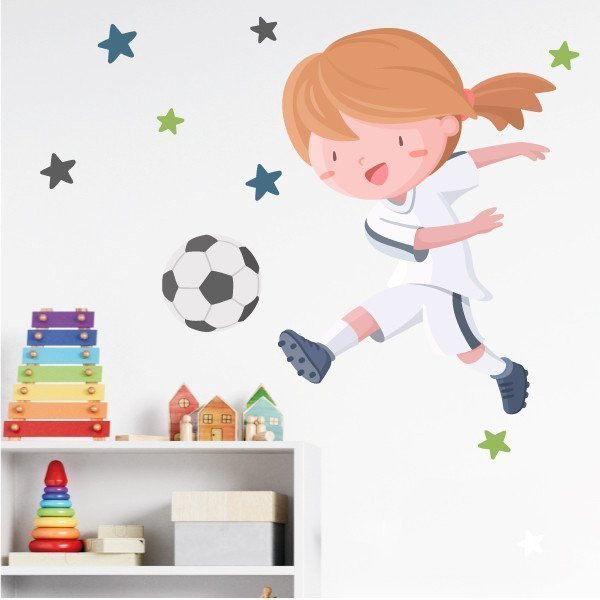 Soccer player girl. Madrid - Children's stickers