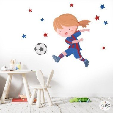 Girl soccer player. Barça - Children's vinyls