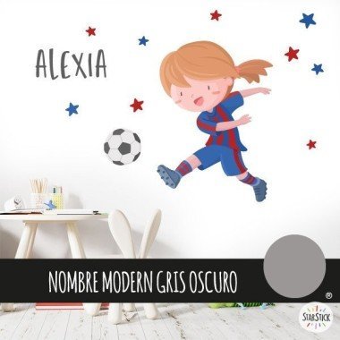 Joueur de football fille. Barça - Vinyles pour enfants