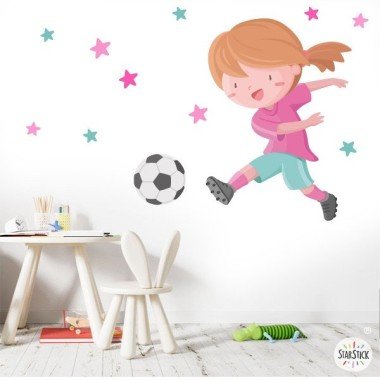 Choisissez la couleur! Fille joueuse de foot - Stickers enfants pour filles