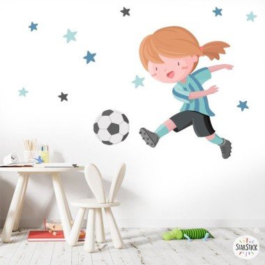 ¡Elige color! Niña jugadora de fútbol - Vinilos infantiles para niñas