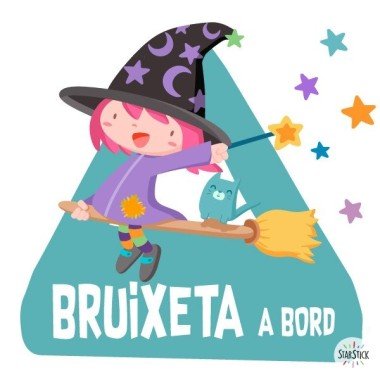 Bruixeta a bord- Adhesive triangle Baby on Board swam aboard in català