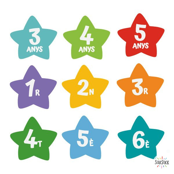 Pancarte pour portes d'écoles - Étoiles colorées