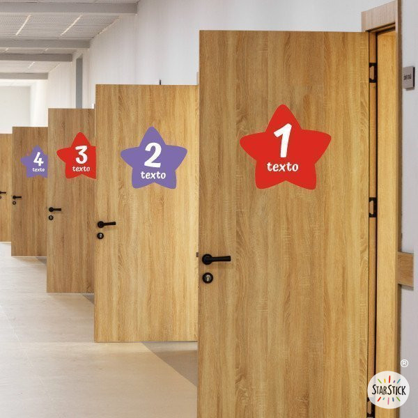 Pancarte pour portes d'écoles - Étoiles colorées