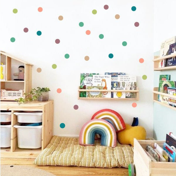 Vinilos decorativos de confetis en tonos tierra y verde