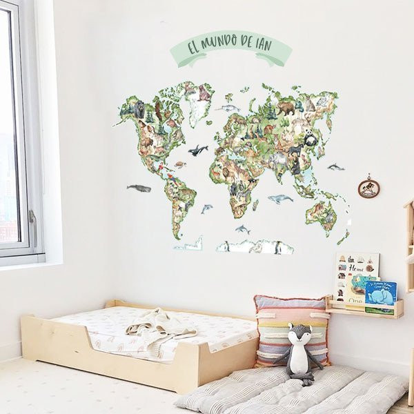 Montessori realistic world map - World maps decorative Stickers