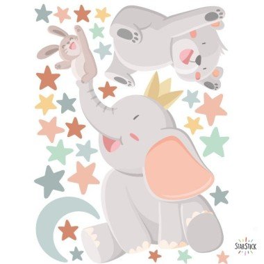 Baby kids wall sticker - Animals touching the moon Tile - Decoration for baby Baby wall decals Approximate measurements of the mounted children's vinyl (width x height)
Basic: 70x50cm
Small: 110x70cm
Medium: 155x95cm 
Large: 240x130cm
Giant: 320x175cm

ADD A NAME TO THE VINYL FROM €9.99
 vinilos infantiles y bebé Starstick