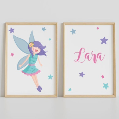 2 cadres enfant pour fille – Fée magique | Décoration enfant