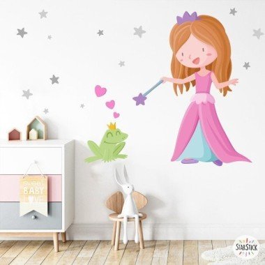 Children's vinyl girl - Princess and the frog - decorative vinyl for girls
