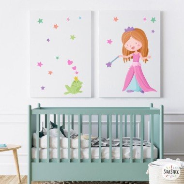 2 customizable children's paintings - Princess and the frog