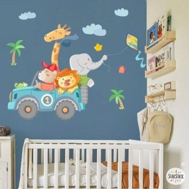 Children's vinyl baby - All terrain with children's animals - Decoration for baby