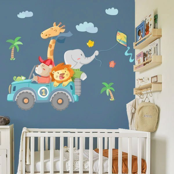 Sticker muraux enfants - Tout terrain avec animaux
