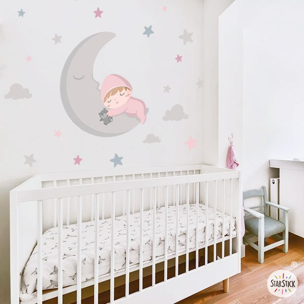 Vinil Nadó a la lluna. Rosa - Productes decoració infantil