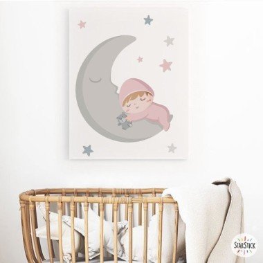 Lámina decorativa infantil - Bebé en la luna