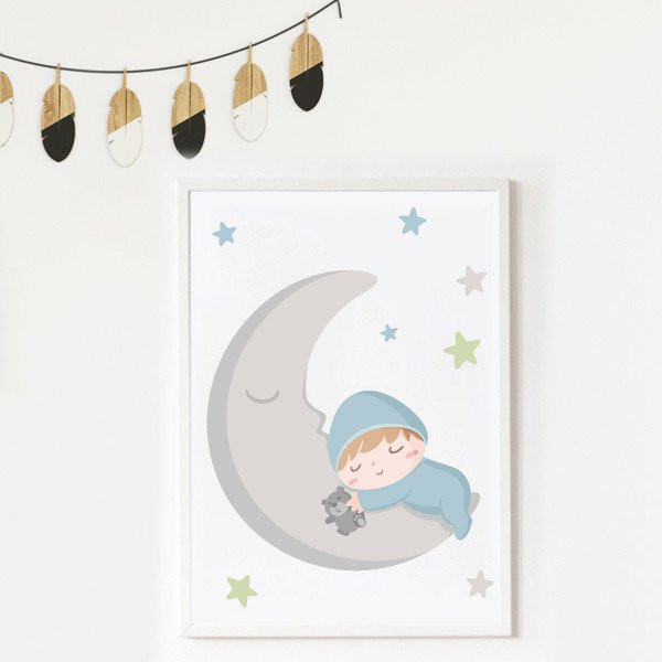 Quadre decoratiu infantil - Nadó a la lluna - Decoració habitació nadó