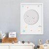 Cuadro infantil con nombre. Luna llena con estrellas. Decoración de Habitación para Bebé y Niños