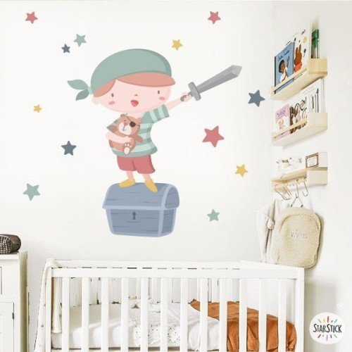Super enfant pirate - Sticker décoratif enfant original pour enfants et bébés