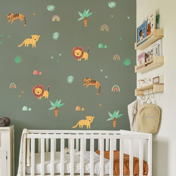Vinils per decorar habitacions de nadó - Selva amb tigres i lleons
