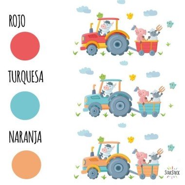 Children's vinyl - Tractor with animals - Decoration for children and babies