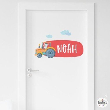 Personalized children's decoration with the name - Children's sticker - Tractor with animals