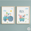 Quadres decoratius personalitzats Tractor amb animals per a nens