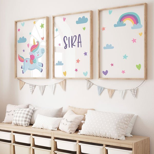3 customizable children's paintings - Unicorn
