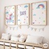 3 customizable children's paintings - Unicorn