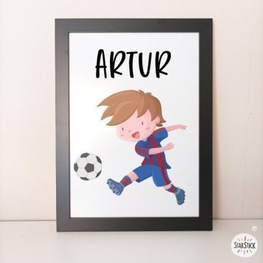 Lámina decorativa infantil - Niño jugador de fútbol. Barça