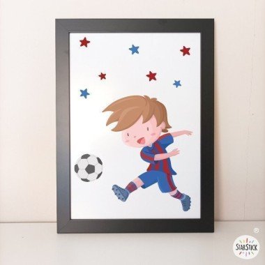 Imprimé décoratif pour enfants - Garçon de joueur de football. Barça