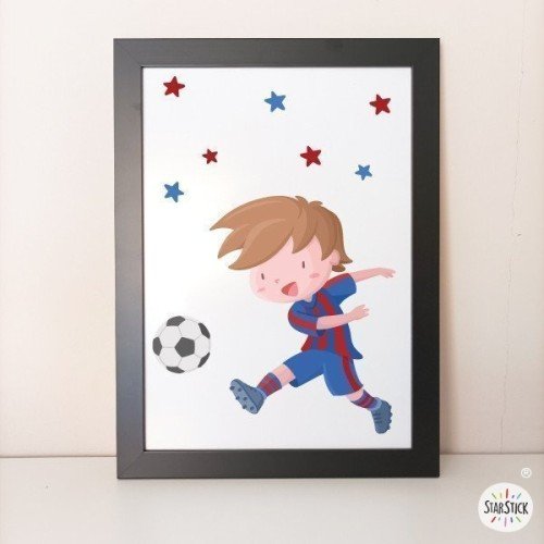 Lámina decorativa infantil - Niño jugador de fútbol. Barça