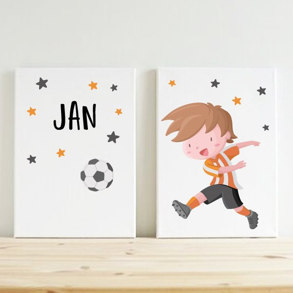 Cuadros y láminas infantiles personalizadas ¡Color a elegir! Niño jugador de fútbol