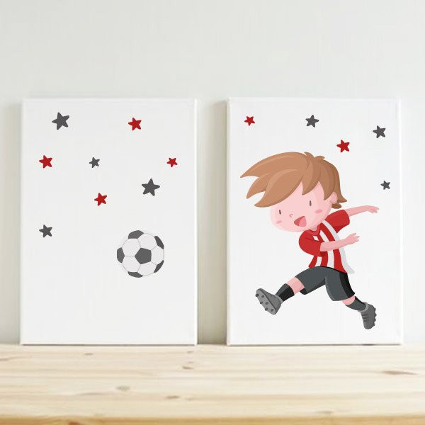 Cuadros y láminas infantiles personalizadas ¡Color a elegir! Niño jugador de fútbol