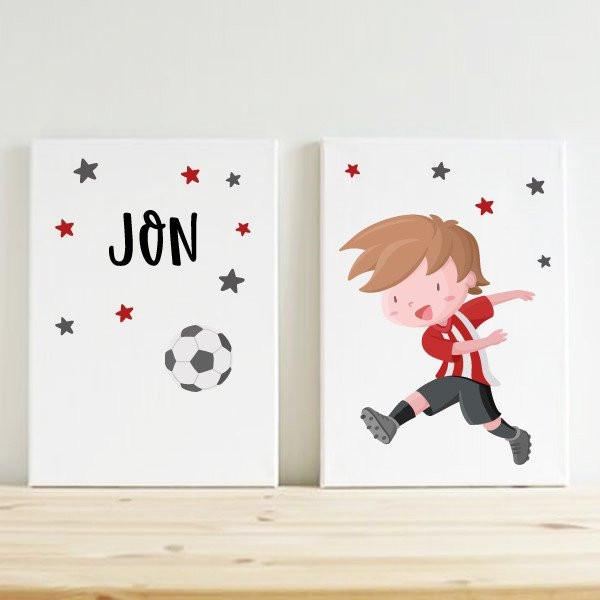 Tableaux pour enfants. Enfant joueur de football de l’Athletic. Décoration enfant