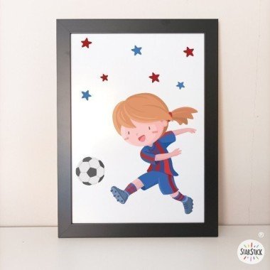 Làmina decorativa infantil - Nena jugadora de futbol. Barça