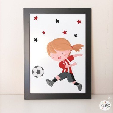 Lámina decorativa infantil - Niña jugadora de fútbol. Athletic