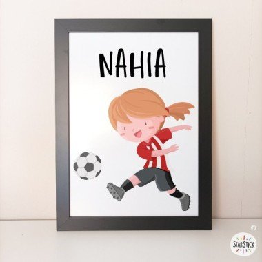 Lámina decorativa infantil - Niña jugadora de fútbol. Athletic