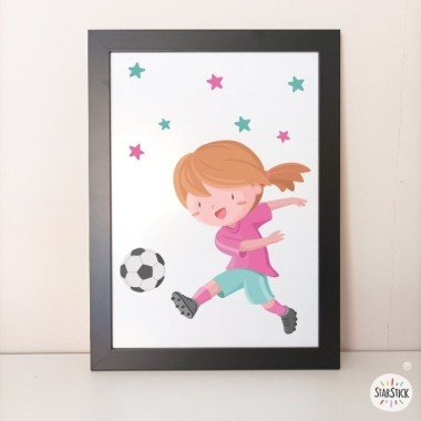 Tria colors! Làmina decorativa infantil - Nena jugadora de futbol