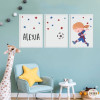3 cuadros infantiles personalizables - Niña jugadora de fútbol. Barça